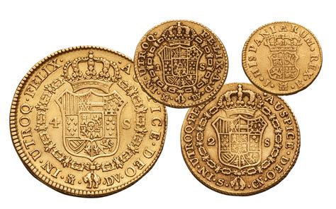 1742 1799 Spain Gold Escudos 5 Coin Set Vf Us Colonial Era