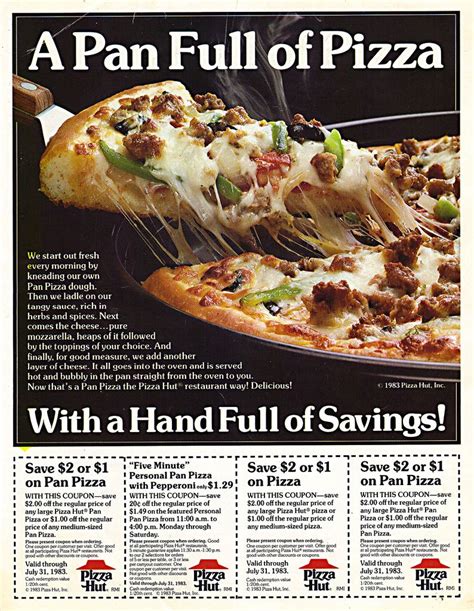 Pizza Hut® ORIGINAL pan pizza | 2000s food, Vintage recipes, Food ads