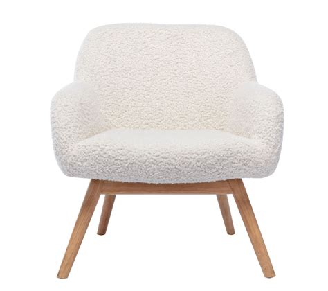 Malmo Fauteuil Lounge En Tissu Boucl Cru Et H V A Naturel Fauteuil But