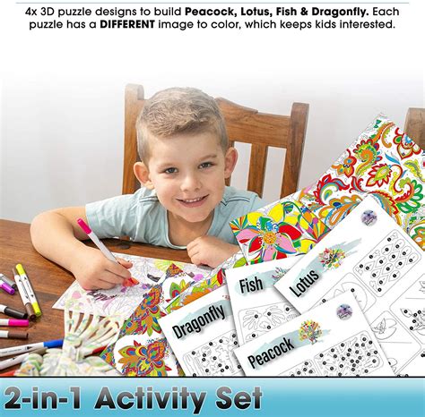 3D Puzzles for Kids with 12 Markers. Color 8 Images & Build 4 3D Models ...