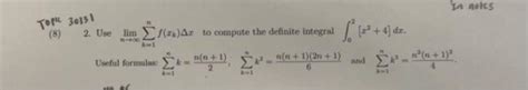 Solved Use Limnn Nf Xk X To Compute The Definite Chegg