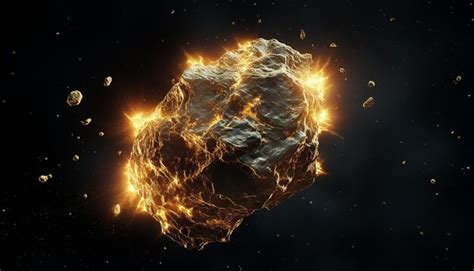 Premium AI Image | Asteroid made of pure gold in space realistic