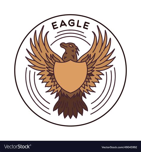 Eagle Shield Logo Design Monoline Logotype Badge Vector Image