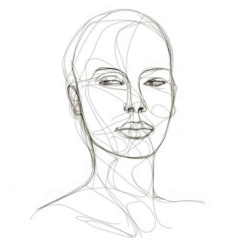 A Drawing Of A Womans Face With Lines Drawn On It Generative Ai