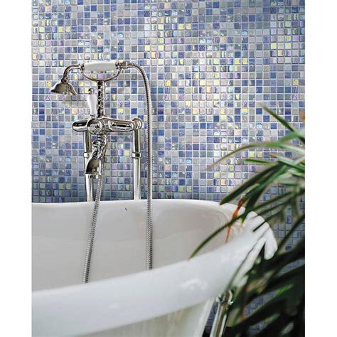 12x12 Stone Blue And Green Glossy Glass Mosaic Tile Stone Blue And