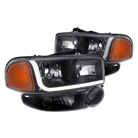 Lumen® Gmc Sierra 1500 C3 2001 Black Led Drl Bar Headlights With Turn