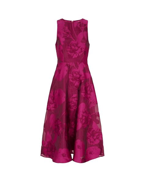 Ted Baker Wylieh Floral Jacquard Midi Dress In Pink Lyst Canada