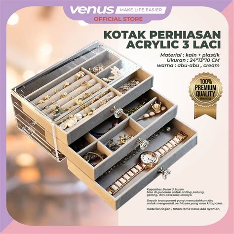 Jual Venusjkt Kotak Tempat Penyimpanan Perhiasan Acrylic Laci