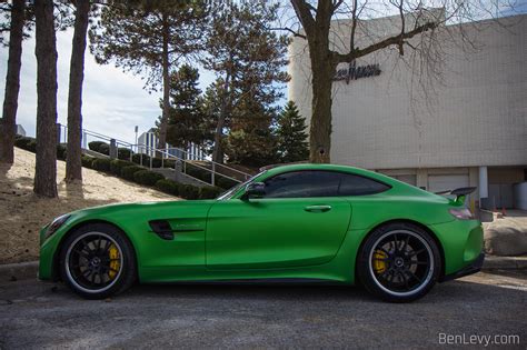 Side View Of Green Mercedes Amg Gt R Benlevy