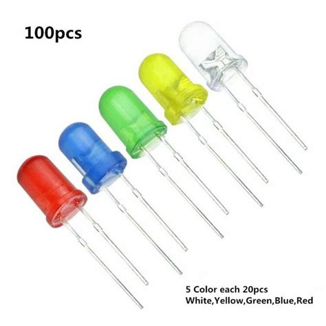 100 Buah Dioda Led 5mm Berbagai Macam Kit 5 Mm Diode Pemancaran Lampu