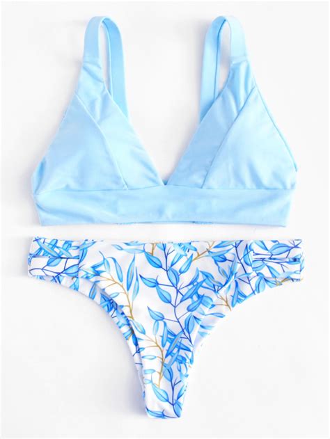 Leaf Print Bikini Set SheIn Sheinside Swimsuits Bikinis Printed