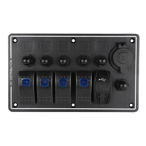 New Boat Marine Waterproof 4 Gang LED Rocker Switch Panel Circuit