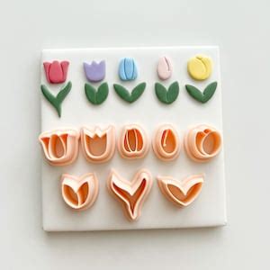 Tulip Spring Clay Cutter Set 8 Pieces Spring Floral Clay Cutter Flower