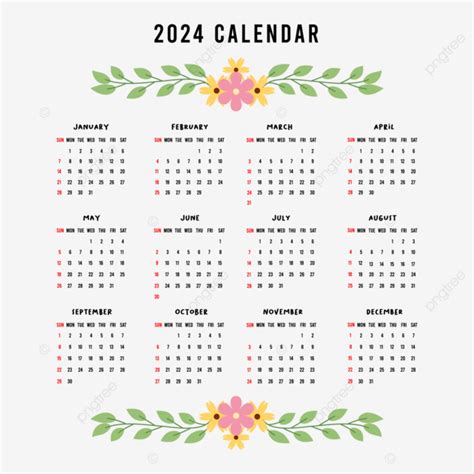 Calendario Con Decoraci N Floral Vector Png Dibujos