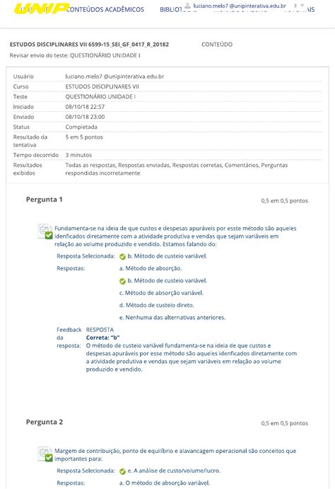 Estudos disciplinares VII questionário I Estudos Disciplinares VII