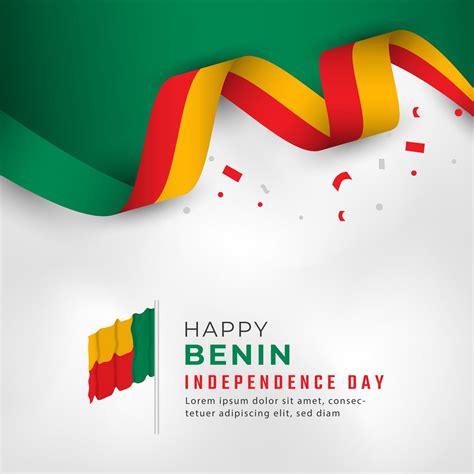 Happy Benin Independence Day August 1st Celebration Vector Design