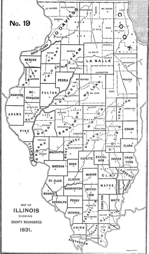 1831 Illinois County Formation Map