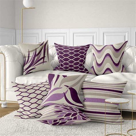 Purple Throw Pillow Cover Lavender Lilac Violet Beige Cushion Etsy