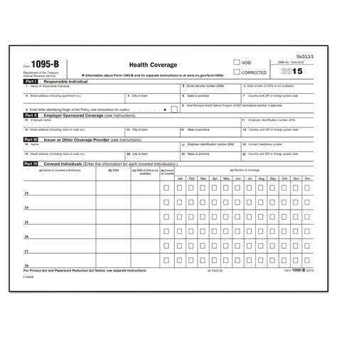 Tops 1095 B Health Coverage Laser Form 8 12 X 11 50 Sheetspack