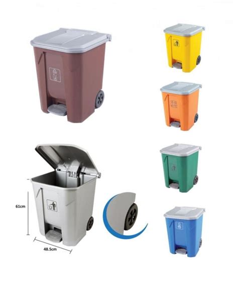 RAYACO STEP BIN WITH LID WHEEL 68L DUST BIN WITH COVER RUBBISH