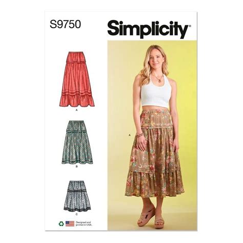 Simplicity Pattern S9750 Misses Skirt In Three Lengths White