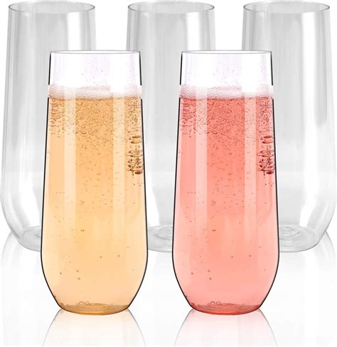 Unbreakable Reusable Plastic Stemless Champagne Flutes Set Of 24 Ideal