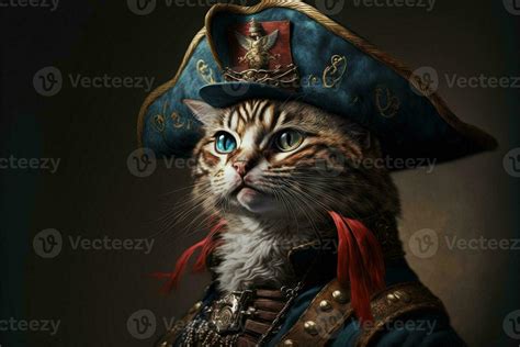 cat pirate captain wearing a tricorn hat illustration 23968864 Stock ...