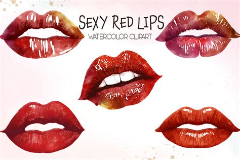 Sexy Red Lips Watercolor Clipart Graphic By Turtle Rabbit · Creative Fabrica