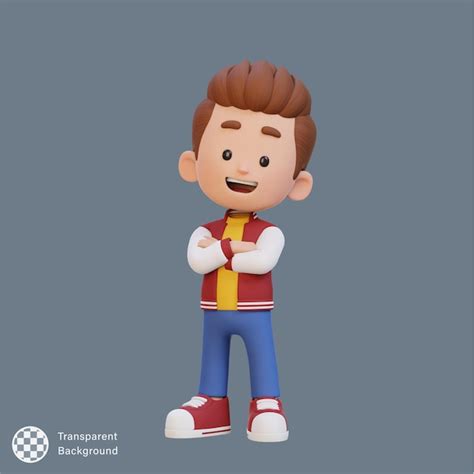 Premium Psd 3d Cute Kid Character In Confident Pose Crossed Hand