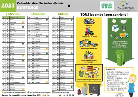 Les Calendriers De Collecte 2023 Sont En Ligne Val De Fensch