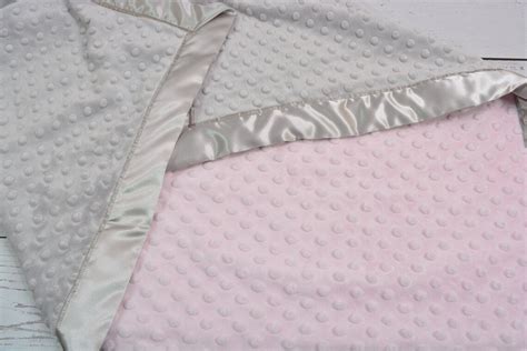 Satin Trim Minky Blanket Pink And Gray Baby Blanket Etsy