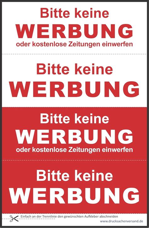 Keine Werbung Aufkleber 6 Blatt Mit 4 Aufklebern Zum Selbst