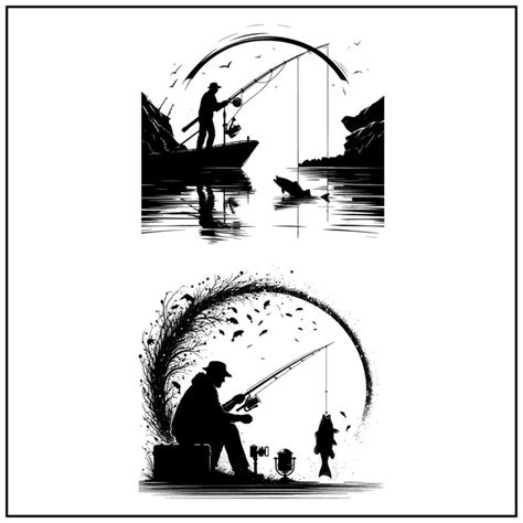 Premium Vector Fishing Vector Bundle File Black And White Fishing