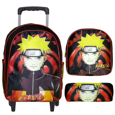 Kit Mochila Escolar Naruto Shippuden Rodinha Lancheira Na