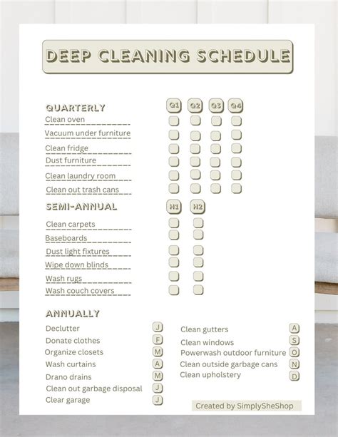 Deep Cleaning Schedule Year Round Cleaning And Organizing Simple Living Multi Use Chart Digital