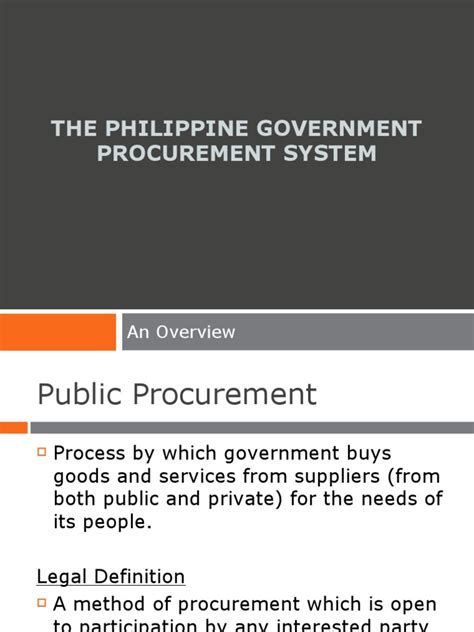 An Overview Of The Philippine Government Procurement System From