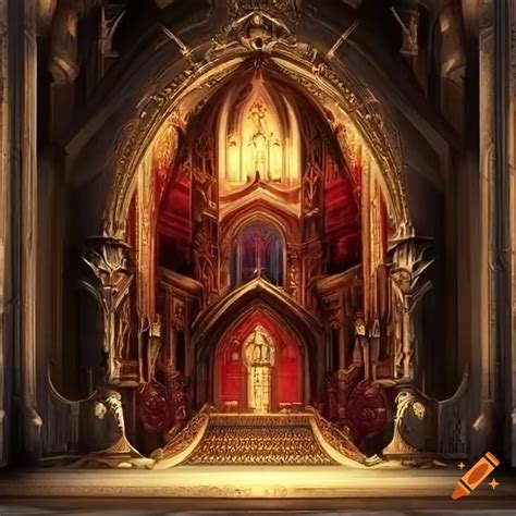 Detailed interior of a fantasy church on Craiyon