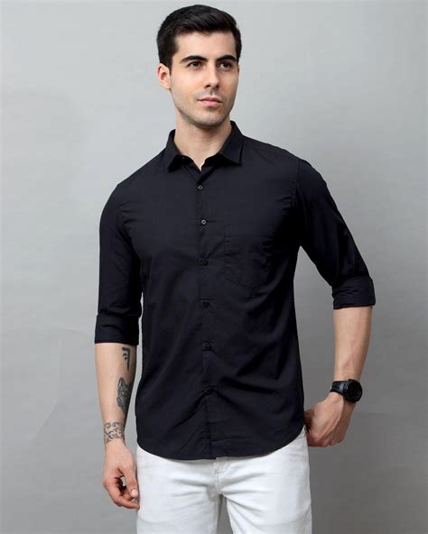 Buy Men's Black Slim Fit Shirt Online at Bewakoof