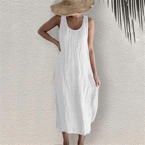 Yuwull Plus Size Cotton Linen Maxi Dresses For Women Summer Casual