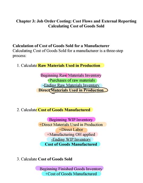 Chapter 3 Notes Of Chapter 3 Work Material Chapter 3 Job Order