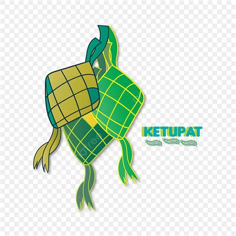 Ketupat Flat Design With Line Art Traditional Food Vector Ketupat