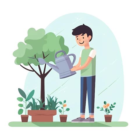 Cuidar Das Plantas Ilustração Vetorial Foto Premium