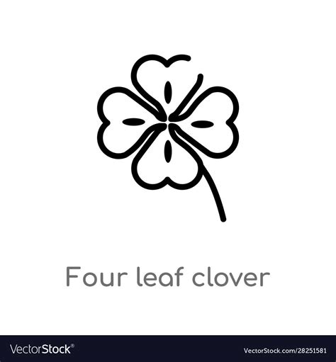 Outline four leaf clover icon isolated black Vector Image