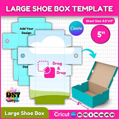 5 Large Shoe Box Template Shoe Box Svg Shoe Box Label Sneaker Box