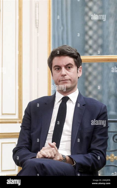 Paris France 21st Feb 2024 Prime Minister Gabriel Attal Attends A