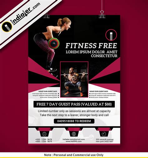 Pamphlet Design for gym PSD template - Indiater