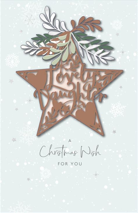 Lovely Daughter D Cut Out Embellished Christmas Card Cards