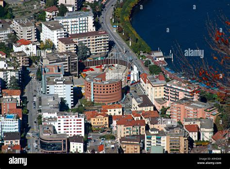 Lugano Paradiso Mario Botta Moderne Architektur 1986 1992 Luftaufnahme