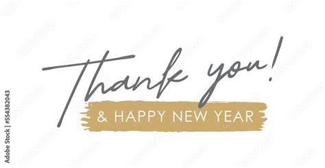 Thank You And Happy New Year Elegant Handwritten Lettering Calligraphy