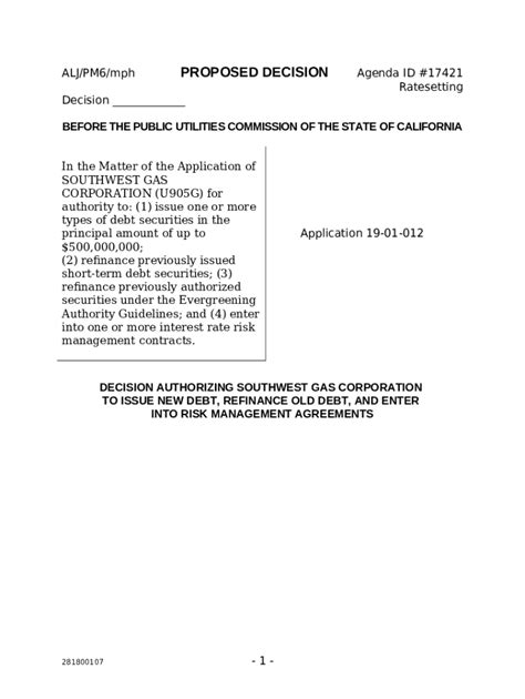 Online Docs Cpuc Ca 1 ALJ SW9 Mph PROPOSED Doc Template PdfFiller